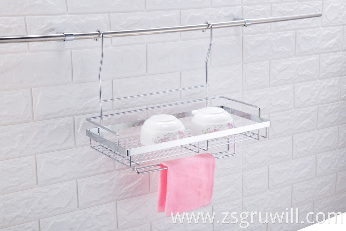 multi-tier wall mounted kitchen metal chromed storage hanging rack for oil paper